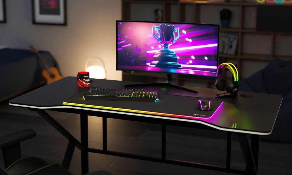 NOWE BIURKO GAMINGOWE Komputerowe Dla Gracza Czarne 120cm