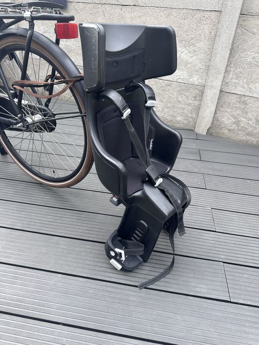 Bobike fotelik tylny rowerowy Exclusive tour plus czarny do 5 - 6 lat do 22 kg adapter do bagaznika lampka led regulacja pasy podnóżki fotel do roweru