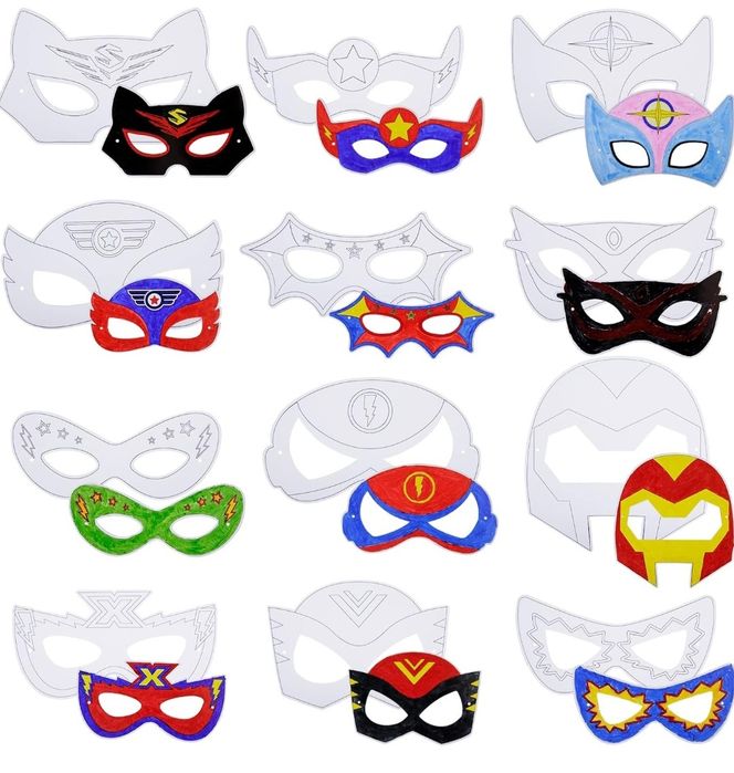 puste maski superbohaterowie, do malowania