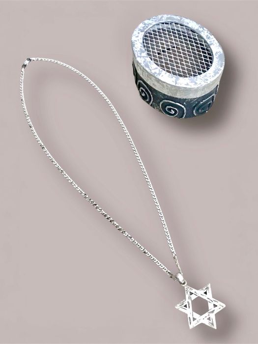 Масивний набір зі срібла 925: кулон Маген Давид та ланцюжок (Єрусалим)