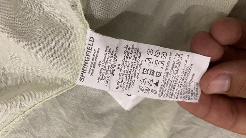 Camisa Springfield em Linho e Algodão Verde Claro – Tamanho L