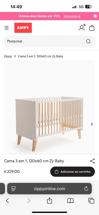 Berço Zippy com função co sleeping + secretária