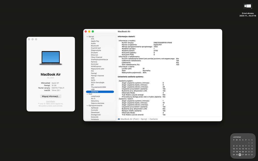 Laptop Macbook air M1 13" a2337 16GB 512GB 8CPU