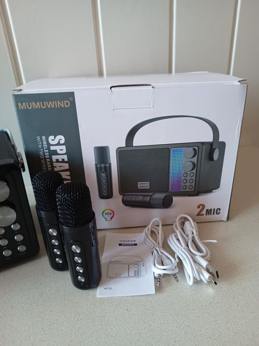 Karaoke box, zestaw do karaoke z mikrofonami na bluetooth mumuwind