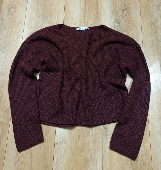 Sweter burgundowy krój oversize H&M roz 12-14 lat 158-164 pasuje na S