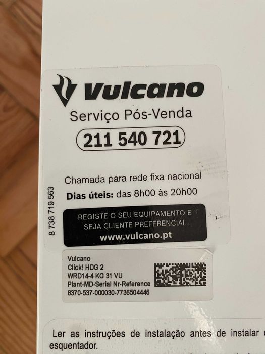 Vendo esquentador Vulcano Click!HDG 2 de 14 Litros, totalmente NOVO