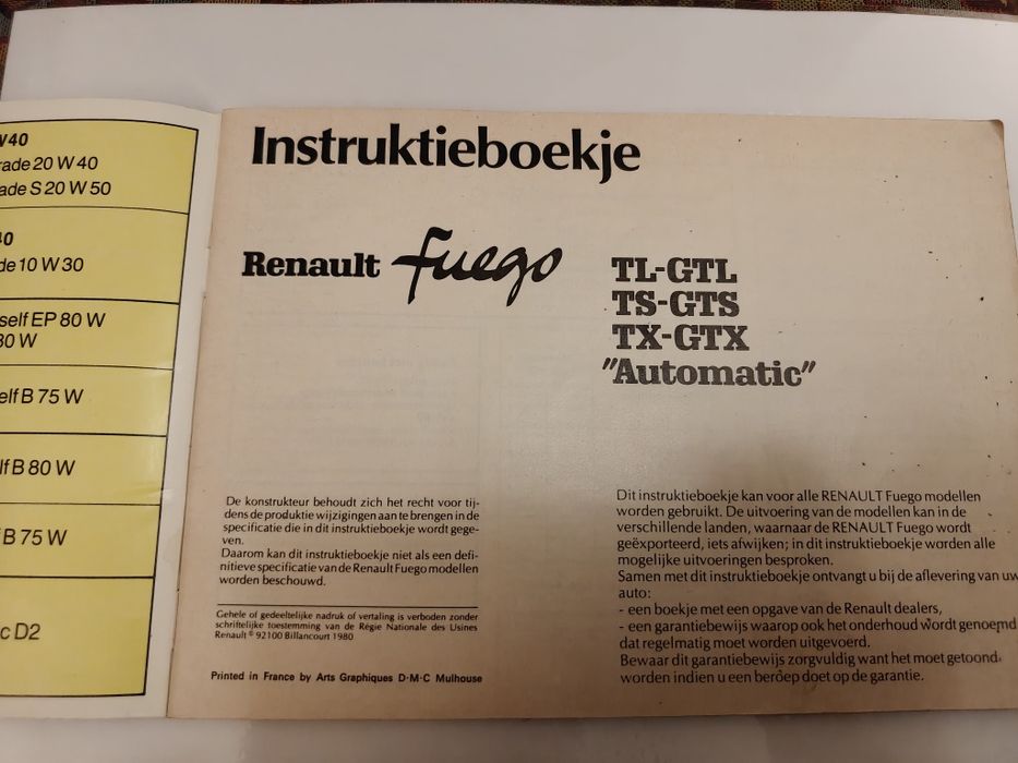 Manual Instruções Renault Fuego