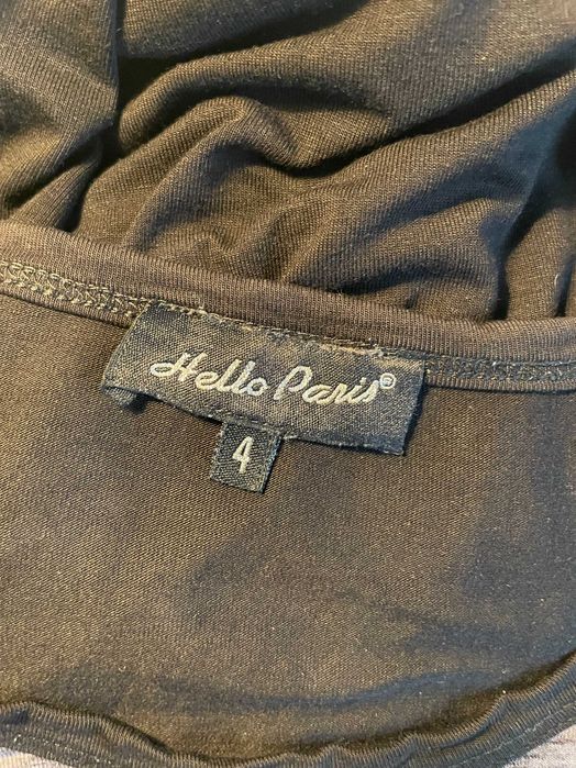 Czarna bluzka z francuskim motywem – unikalna i modna rozm. M [527]