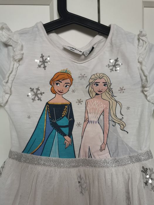 Sukienka Disney Frozen 116cm 122cm Kraina lodu cekiny brokat piękna