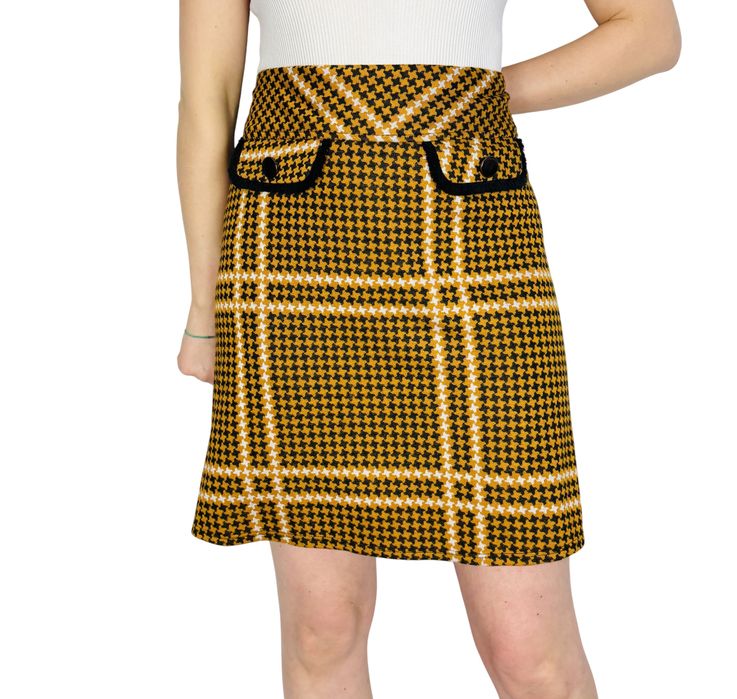 Musztardowa spódniczka w kratę XL 42