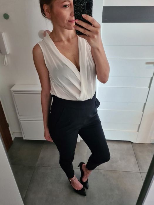 Mango S 26 elegancki kombinezon cygaretki na wesele komunię