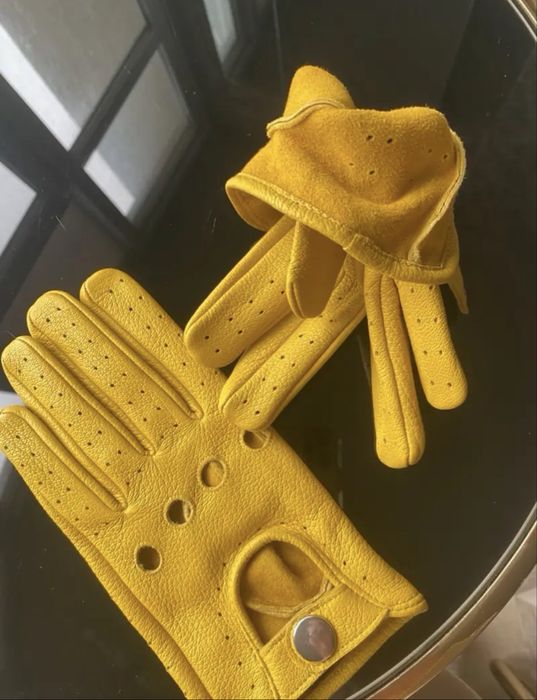 Жовті  шкіряні рукавички