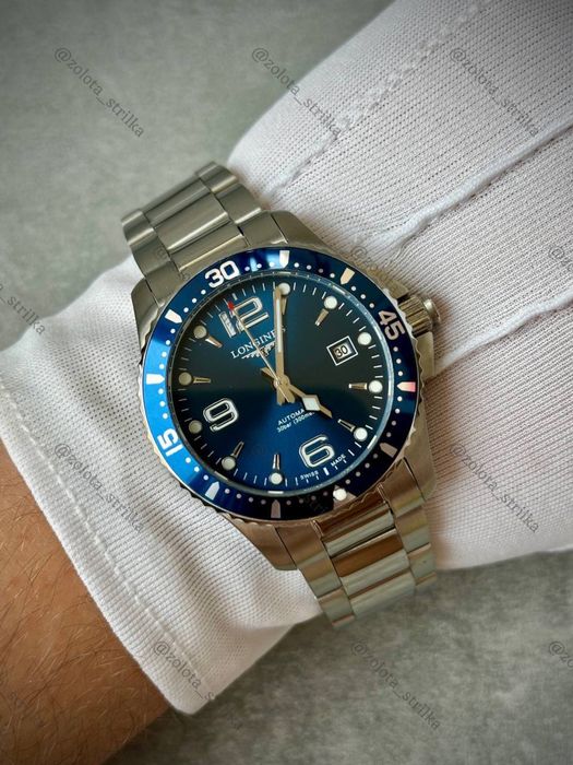 Чоловічий годинник дайвер LONGINES HYDROCONQUEST L3.841.4.96.6 41/44мм