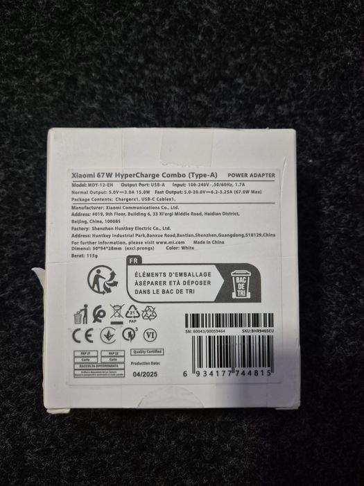 Carregador Xiaomi 67W HyperCharge Combo