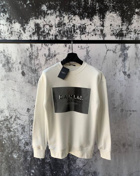BALMAIN мужской брендовый свитшот белый оригинал кофта реглан батник