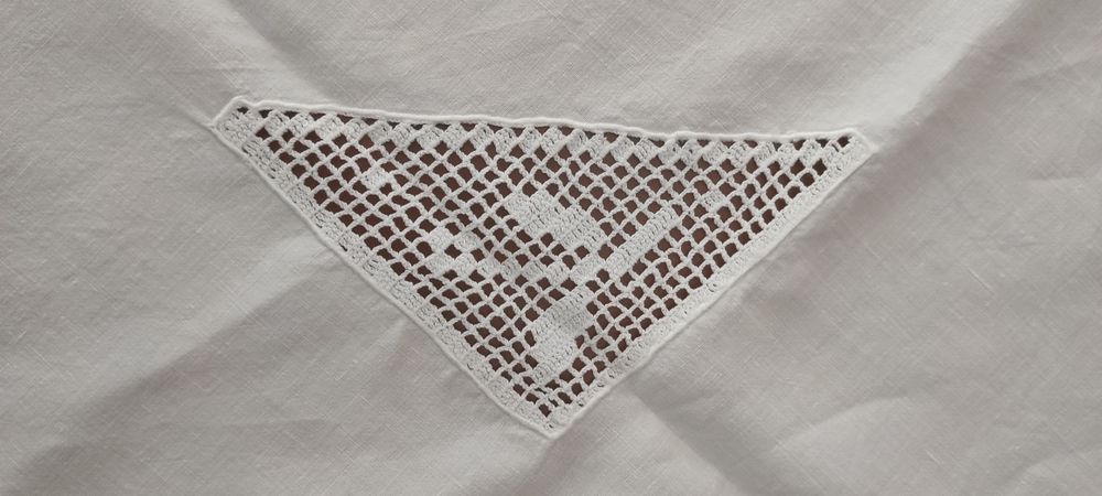 Toalha quadrada de linho fino antigo - Nova