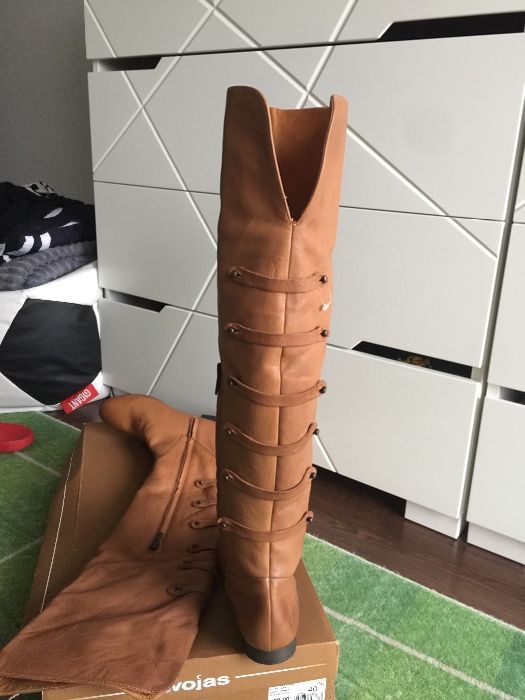 Kozaki muszkieterki Wojas 40 Nowe camel skora NOWE