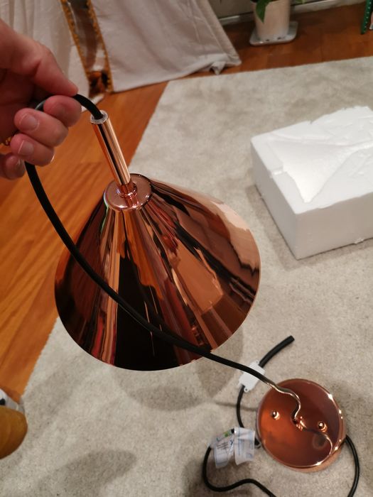 Candeeiro de teto pendente bronze rosado