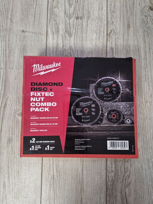 Zestaw Milwaukee: 2x Tarcza Diamentowa 230mm + 125mm + Nakrętka FIXTEC