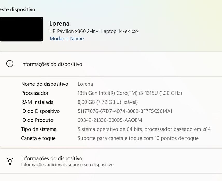 Notebook HP e tablet