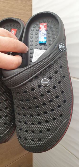 Klapki laczki krokodylki a'la crocs firmy sunlanse czarne 42 ogrodowe