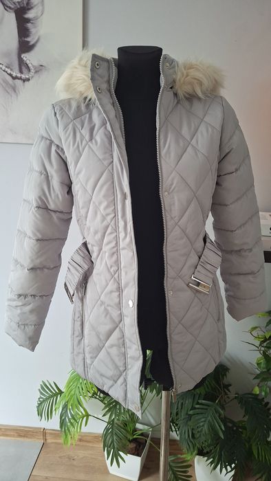 Dorothy Perkins pikowany płaszcz zimowy kurtka z kapturem r.S/M