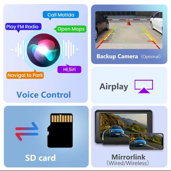 Rádio Universal Portátil Carplay e android auto 7 polegadas BT FM novo