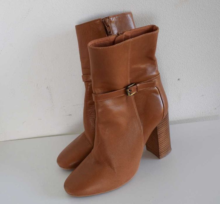 Jonak buty skórzane botki karmelowe 37