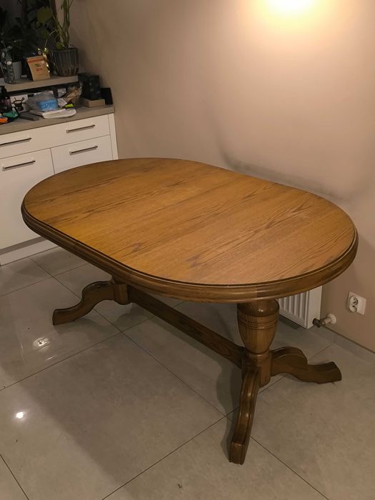 Solidny stół drewniany 160/230/300cm + 6 krzeseł