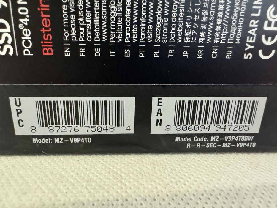 Samsung 990 PRO 4 TB (MZ-V9P4T0BW) Новий!