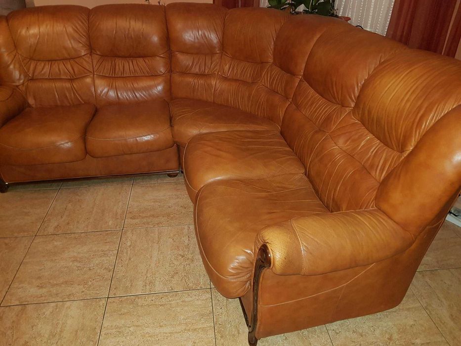 sofa-canape de cabedal 5 lugares