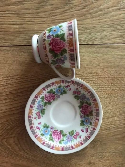 Komplet kawowy z lat 70 porcelana ręcznie malowane