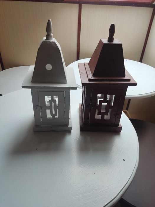 Lampion drewniany oszklony