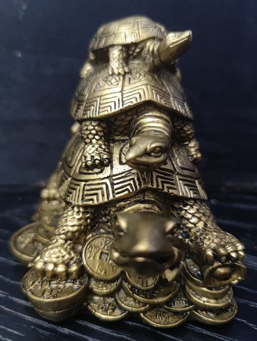 Escultura Feng Shui – 3 Tartarugas da Prosperidade | Excelente estado