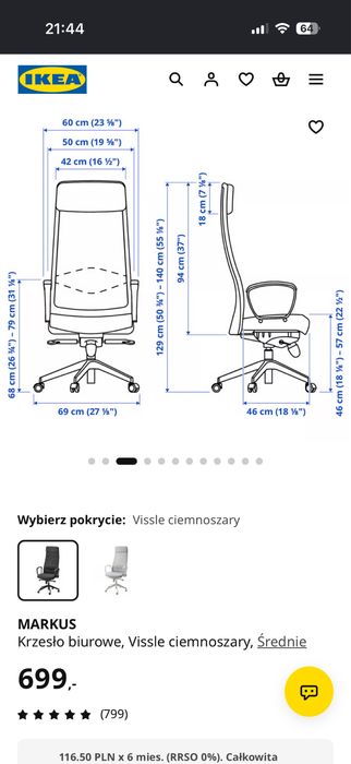 Krzesło biurowe Markus Średnie Ikea