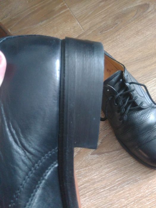 Męskie półbuty skórzane 39 czarne szkoła uroczystość