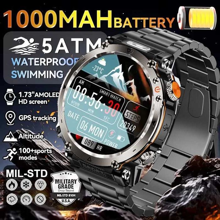 Смарт часы: VWAR HT30 MAX. NFC. Compass 1000mAh. 3D-меню LED-фонарик.