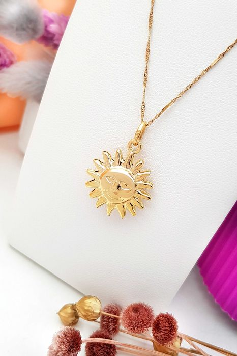 Złota dwustronna zawieszka do łańcuszka słońce pr. 585