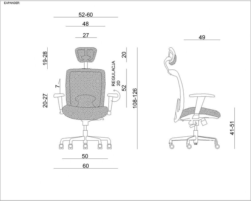 Fotel biurowy, ergonomiczny, regulowany, krzesło do biura, biurka EXPANDER | WYPRZEDAŻ EKSPOZYCJI