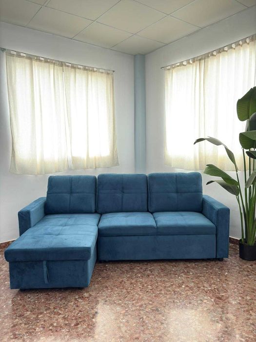 Novo sofá-cama azul - envio grátis