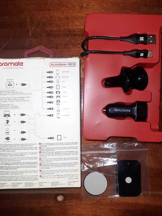 Комплект PROMATE: Тримач магнітний+зарядний пристрій+кабель USB-Type-C