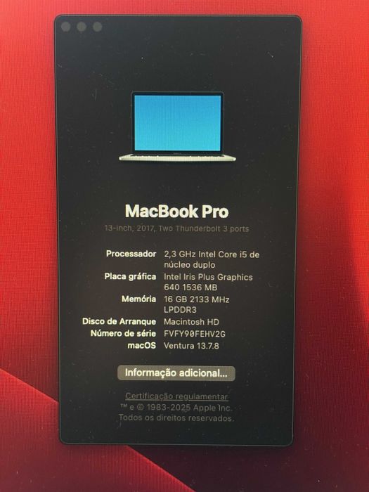 Macbook Pro 13'' 2017 - 16GB RAM - Works Perfectly with External Monitor