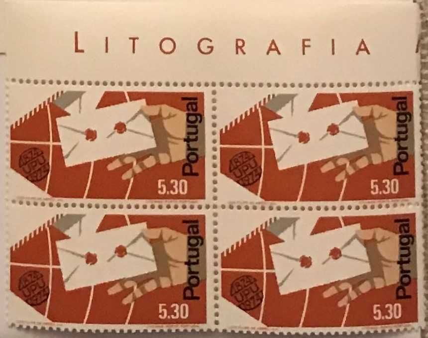 Quadra de selos novos de 5$30 - Centenário da U.P.U. - 1974