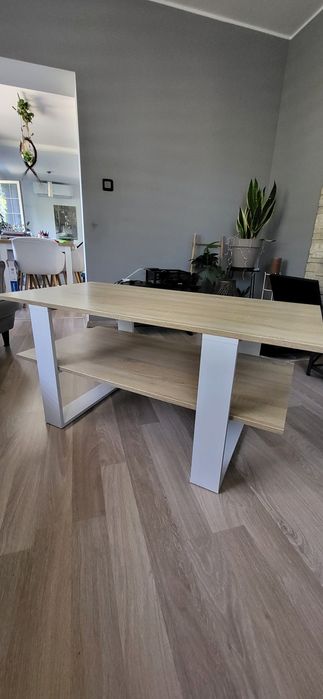 Stolik kawowy 60x120 jasny drewno + biały