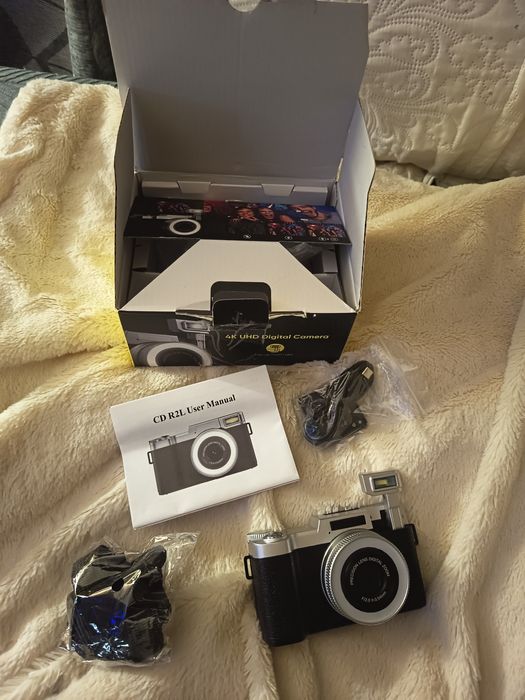 Câmera digital 4k 64 mp com led e flash