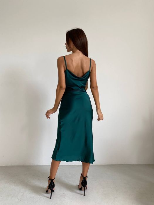 Міді сукня комбінація на бретелях шовкова сатинова атласна миди платье