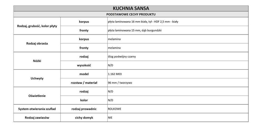 Kuchnia modułowa, meble kuchenne BORDOX