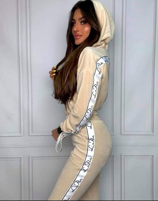 Dres La Perla Besties S M pomarańczowy beżowy brzoskwiniowy lampasy