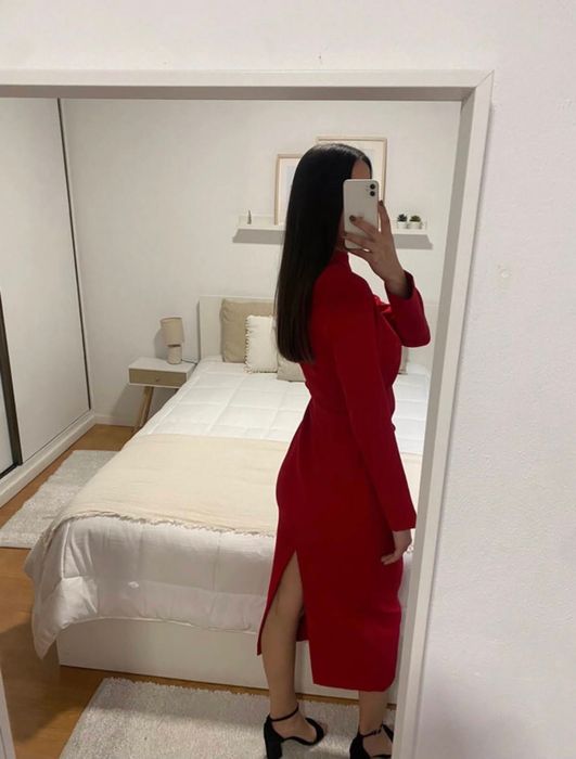 Vestido tubo drapeado Zara