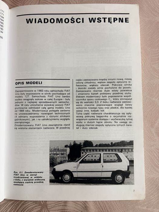 Fiat Uno Ksiazka napraw i regulacji WKŁ wydanie piąte